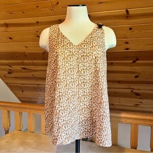 Yargici Women's Unique Pottery Patterned Sleeveless Beige Brown Cotton Top Sz S
